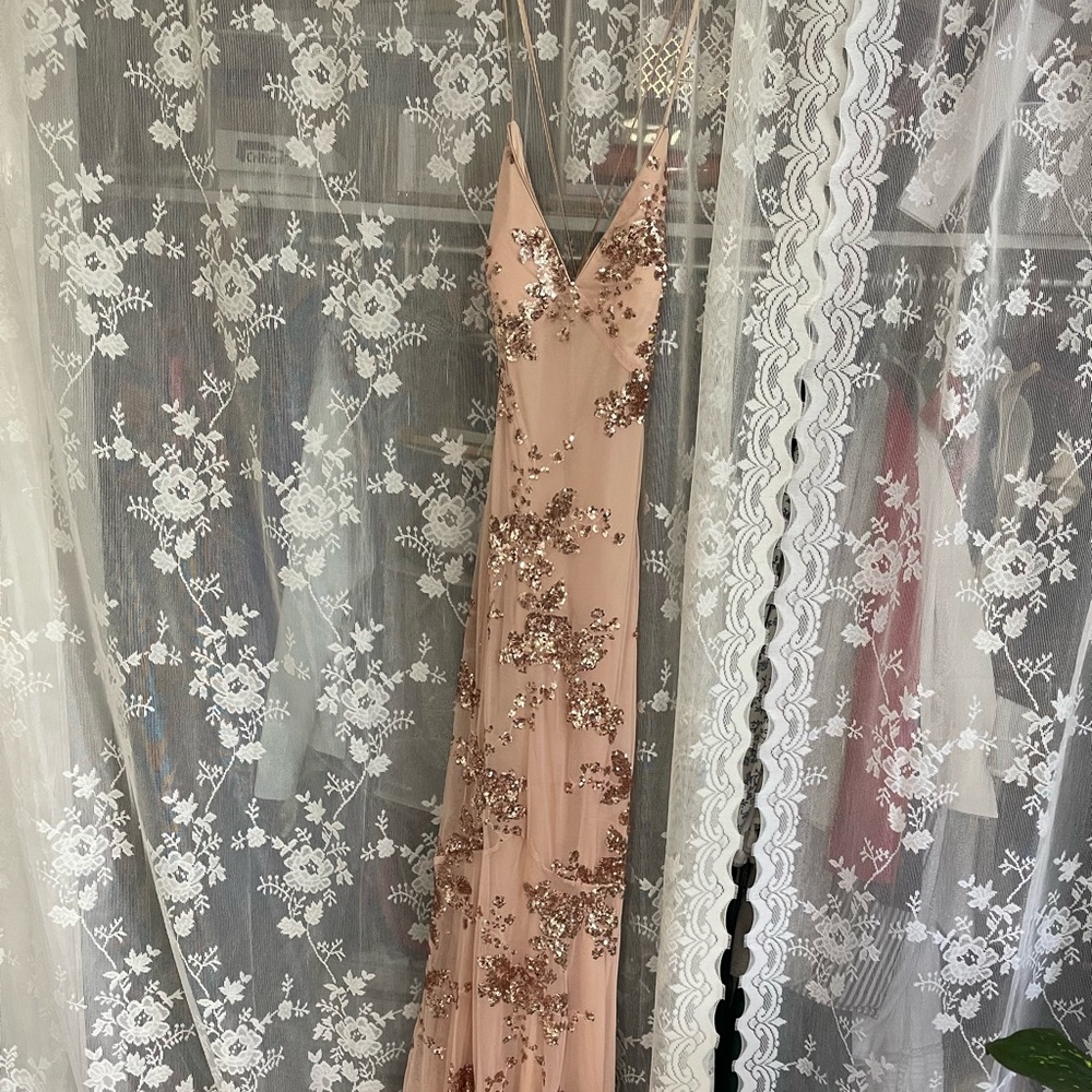 LULUs Rose Gold Sequin Dress NWT